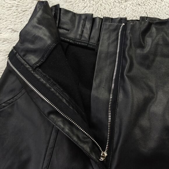 PrettyLittleThing Faux Leather Pants Women's 4 US Black High Waist Straight Leg - Picture 4 of 10